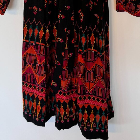 Colourful Long Sleeved Patterned Midi Dress - Picture 13 of 13